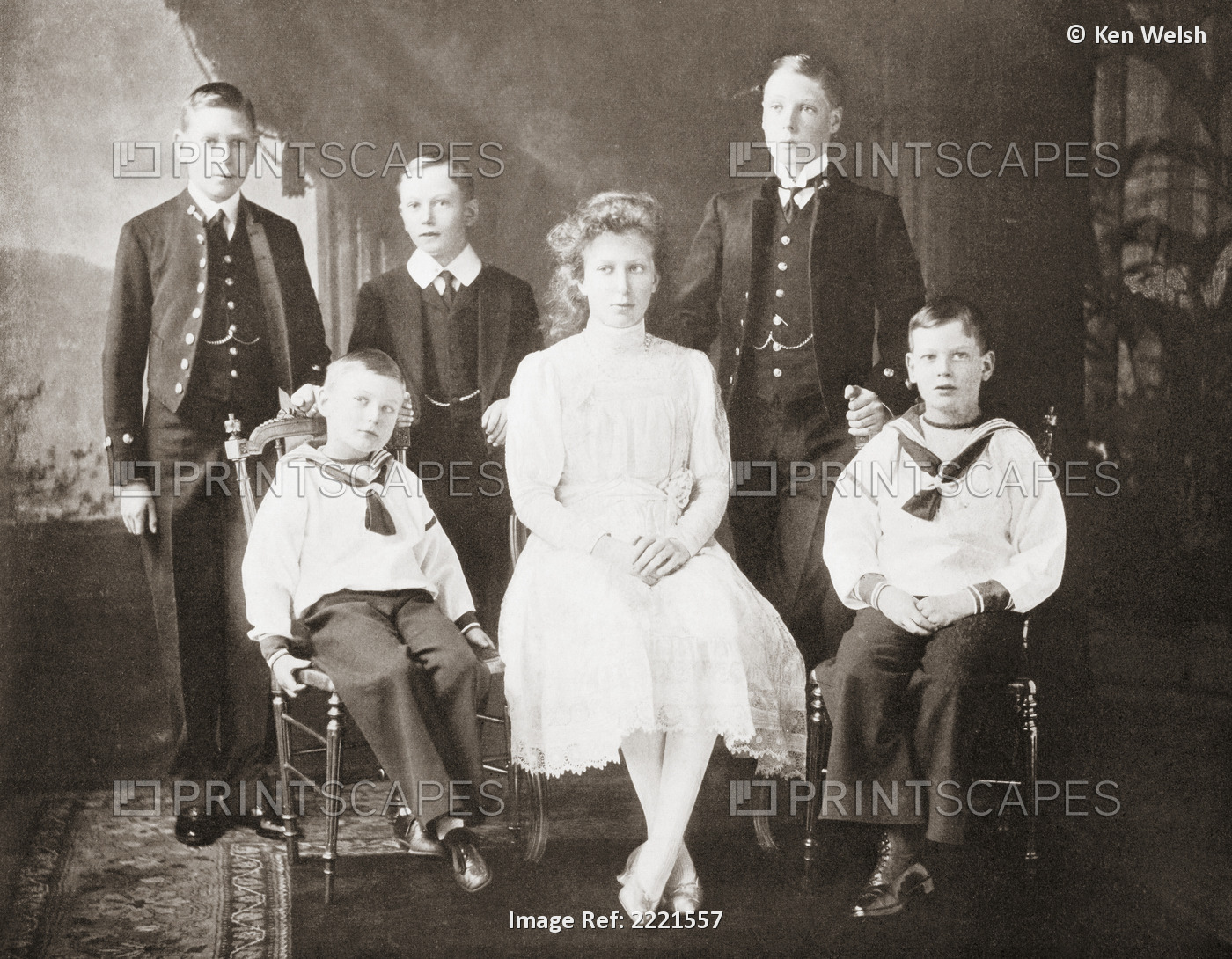 The Children Of King George V. From Left To Right, Prince Albert, Prince John, ...