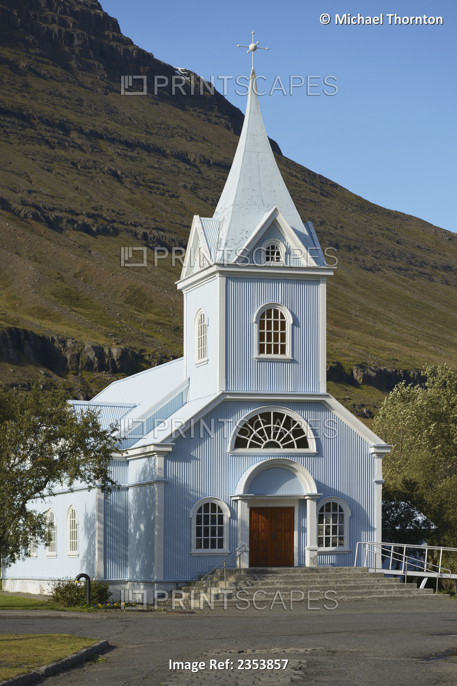 Blue Church Of Seydisfjordur; Seydisfjordur, Eastfjords Of Iceland, Iceland