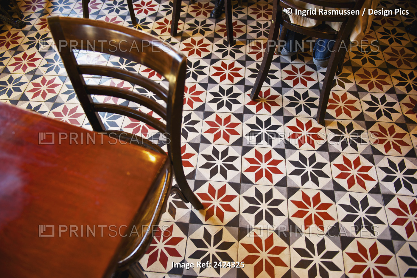 Decorative Black And White Pattern On The Flooring Of A Restaurant; Paris, ...