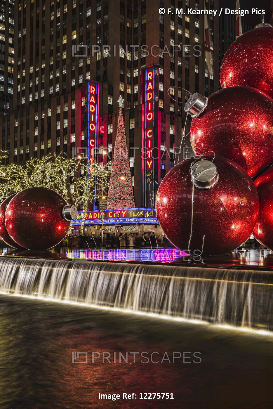 Christmas Decorations Near Radio City Music Hall; New York, New York, United ...