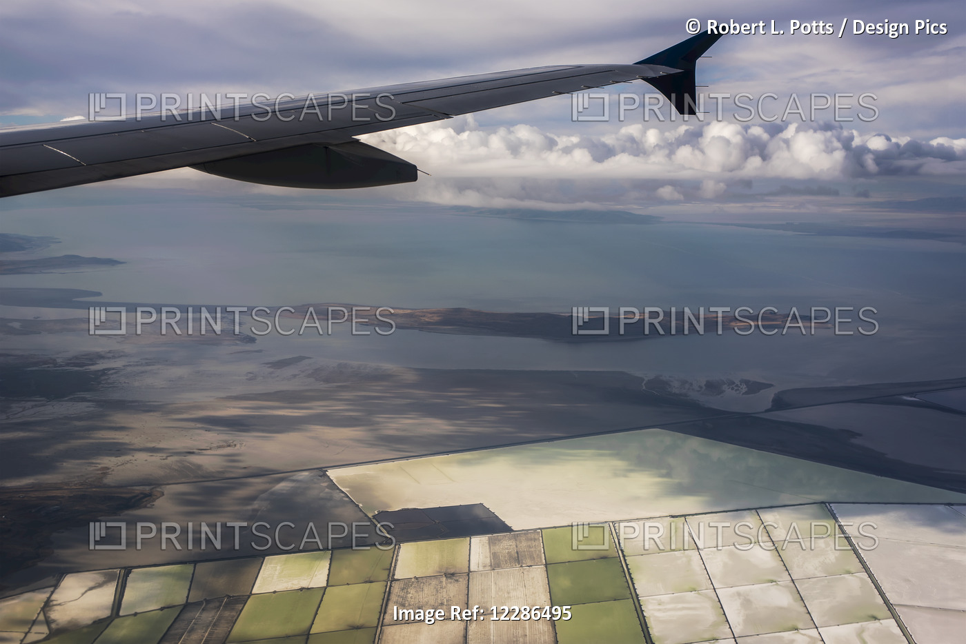 Great Salt Lake Viewed From A Commercial Flight; Salt Lake City, Utah, United ...