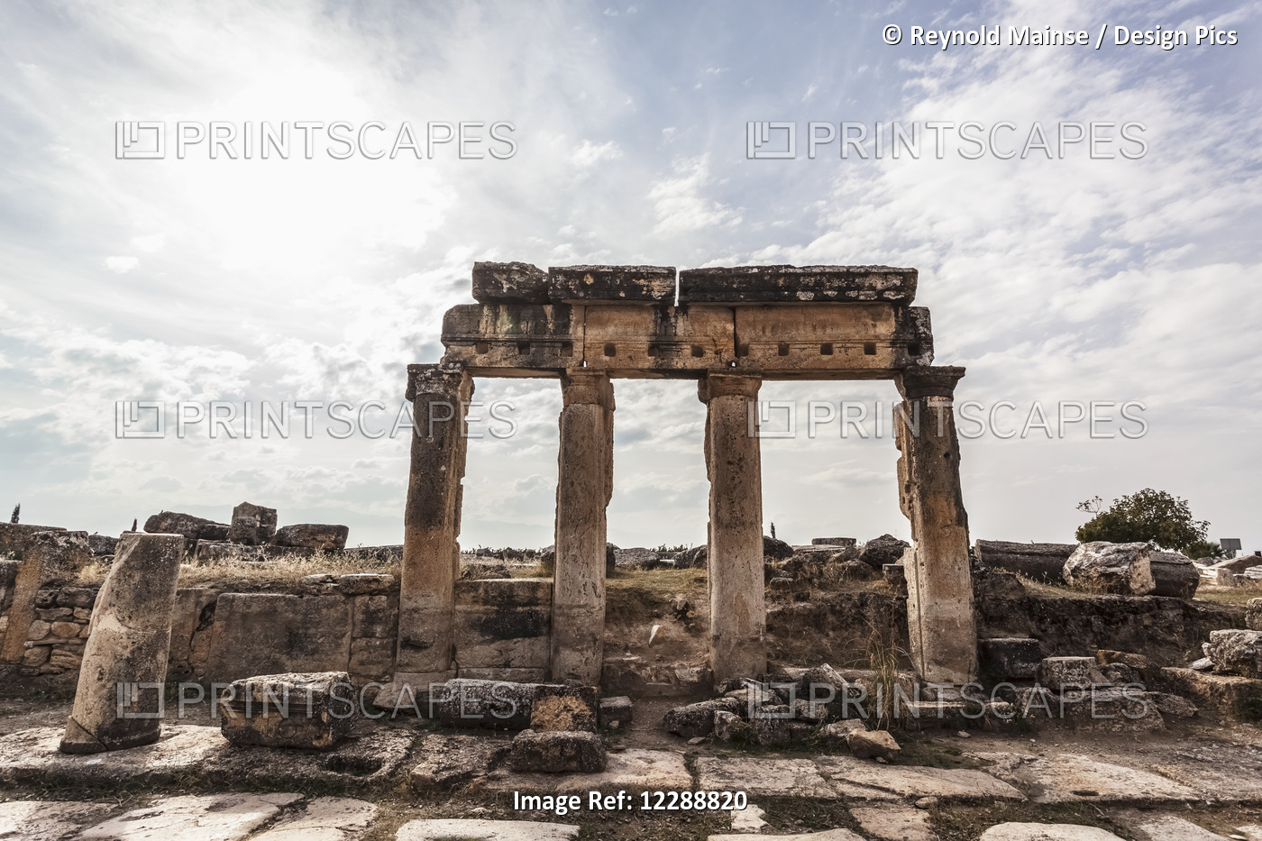 Ruins Of Columns And Lintel Along Frontinus Street; Pamukkale, Turkey