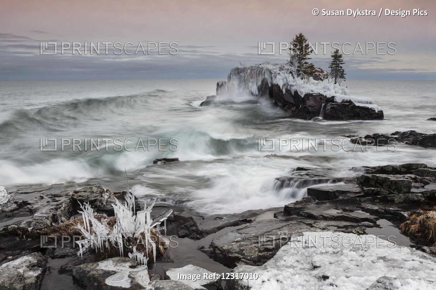 Snow And Ice Along The Shoreline Of Lake Superior In Winter; Thunder Bay, ...