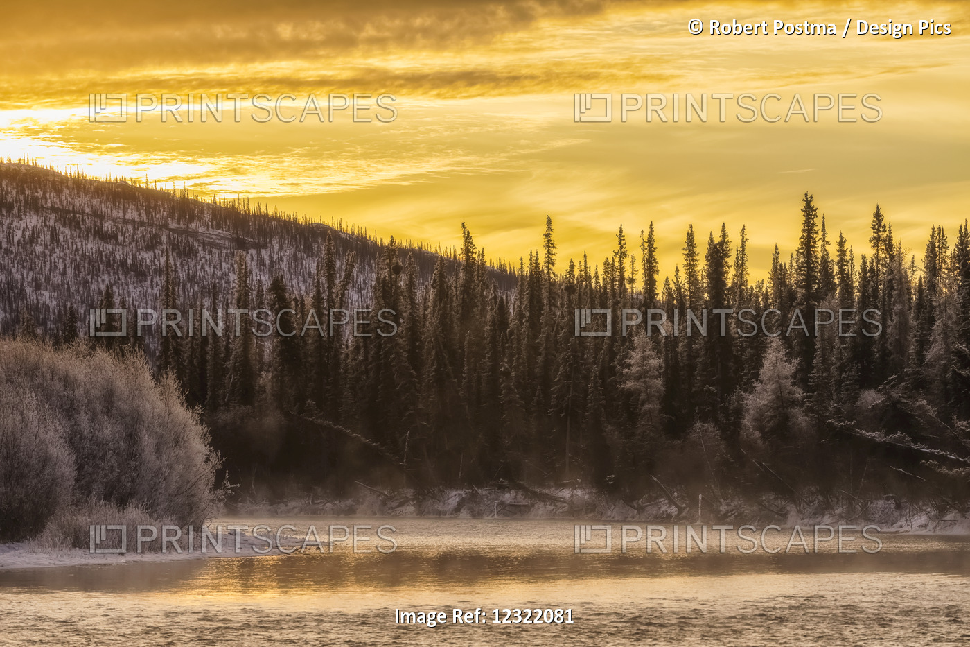 Sunrise Over Top Of The Fishing Branch River In Ni'iinlii Njik (Fishing Branch) ...