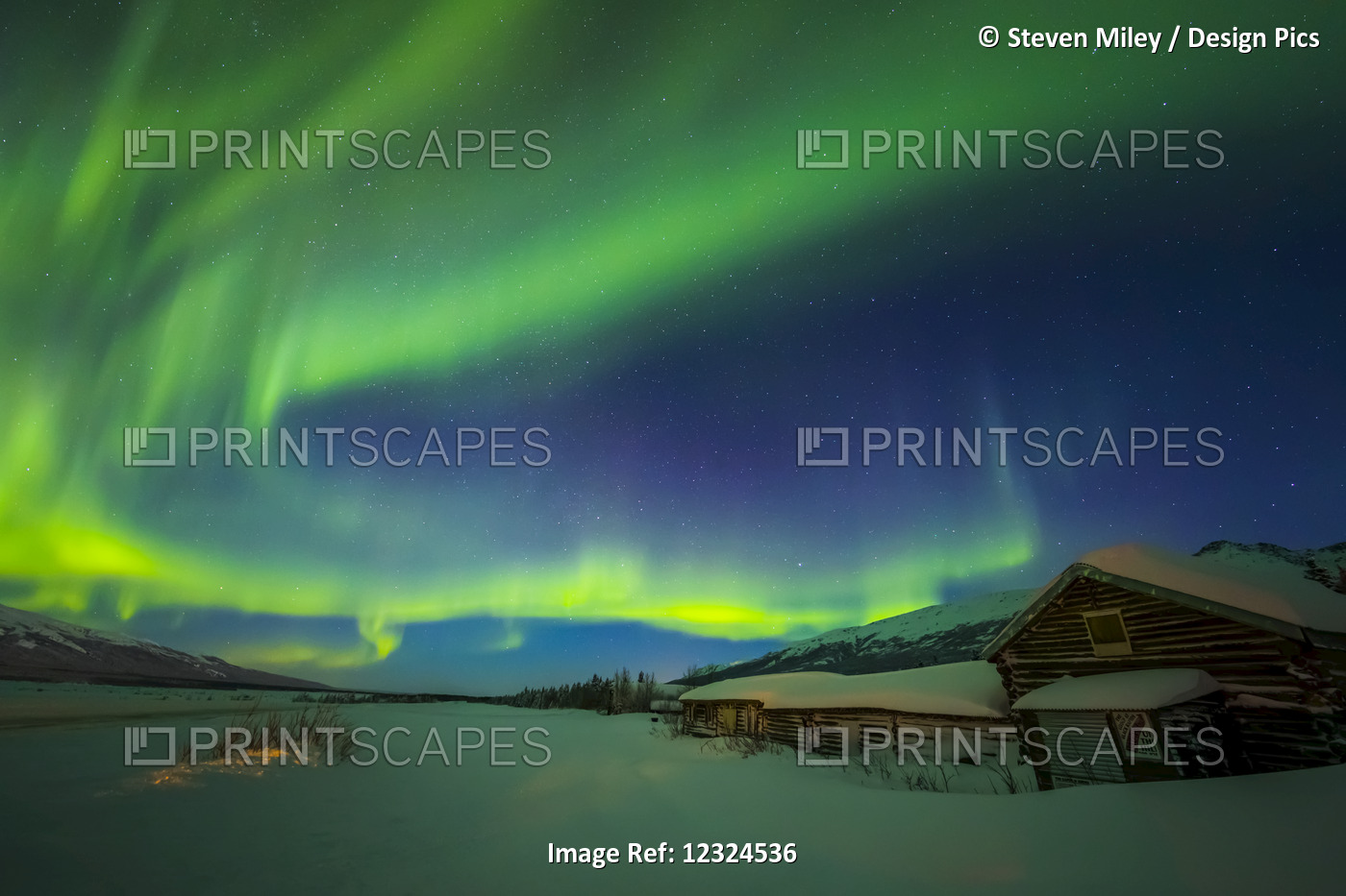 The Aurora Fills The Sky Above The Historic Black Rapids Roadhouse Along The ...