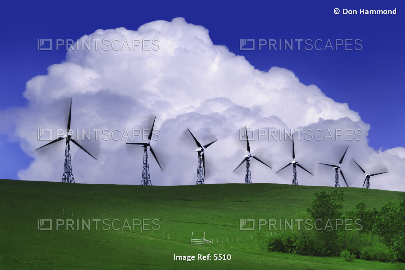 Wind Generators With Clouds In Background