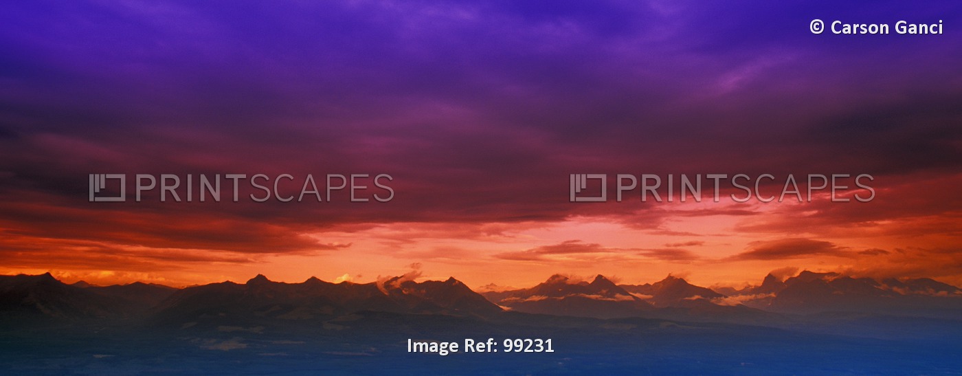 Mountain Range At Sunset