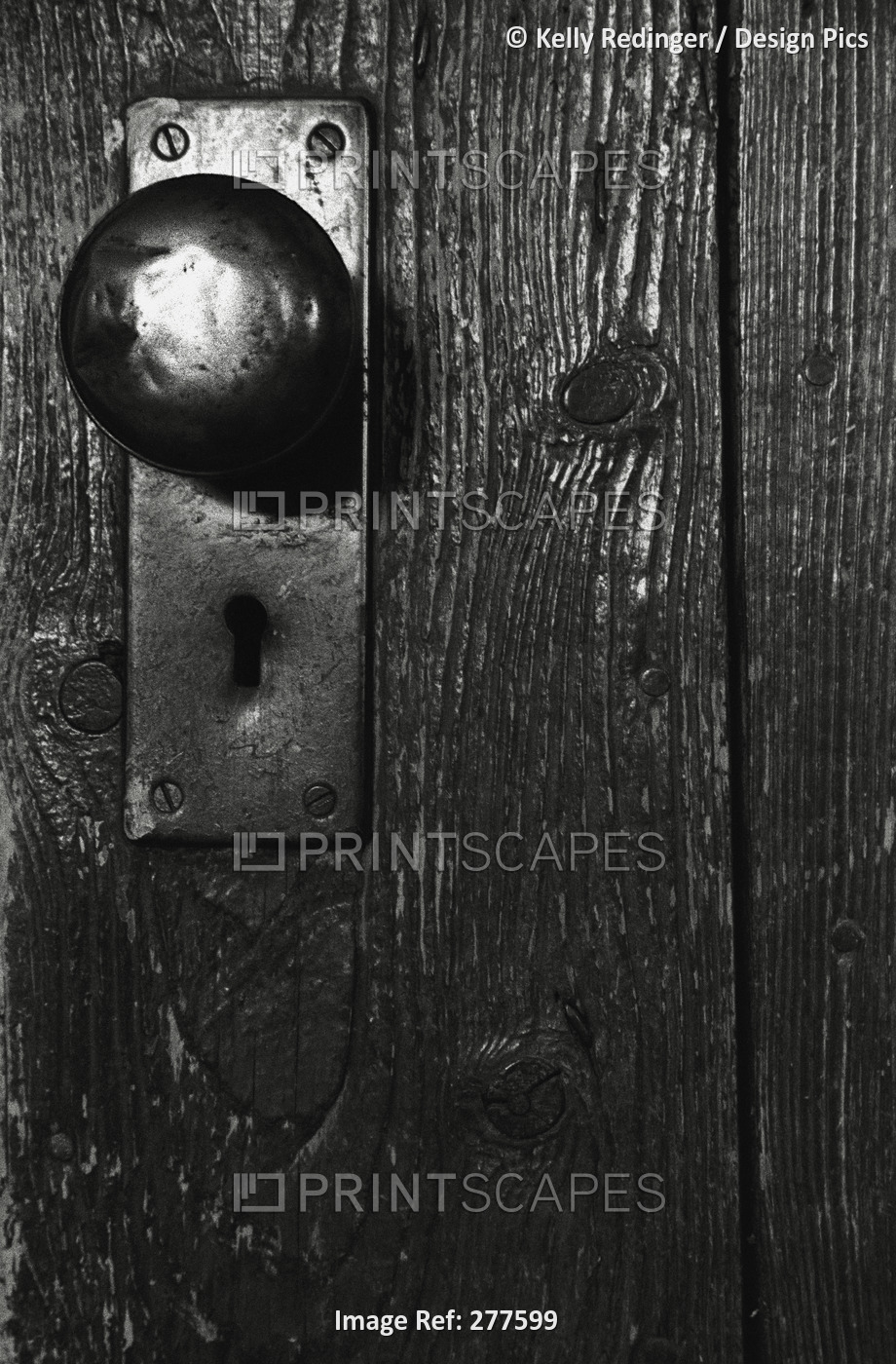 Doorknob On Old Wooden Door
