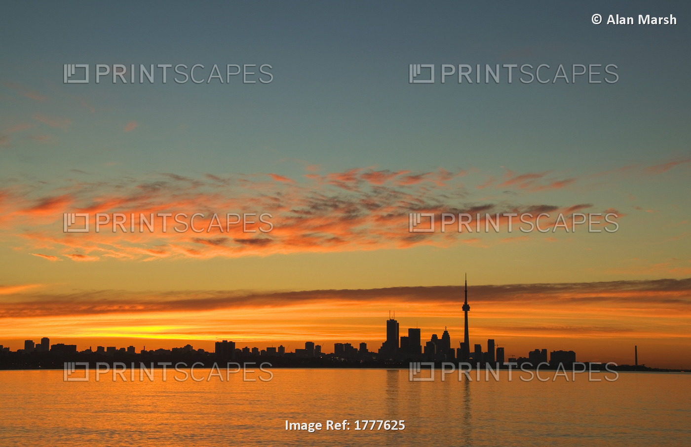 Skyline Of Toronto Against A Beautiful Sunset