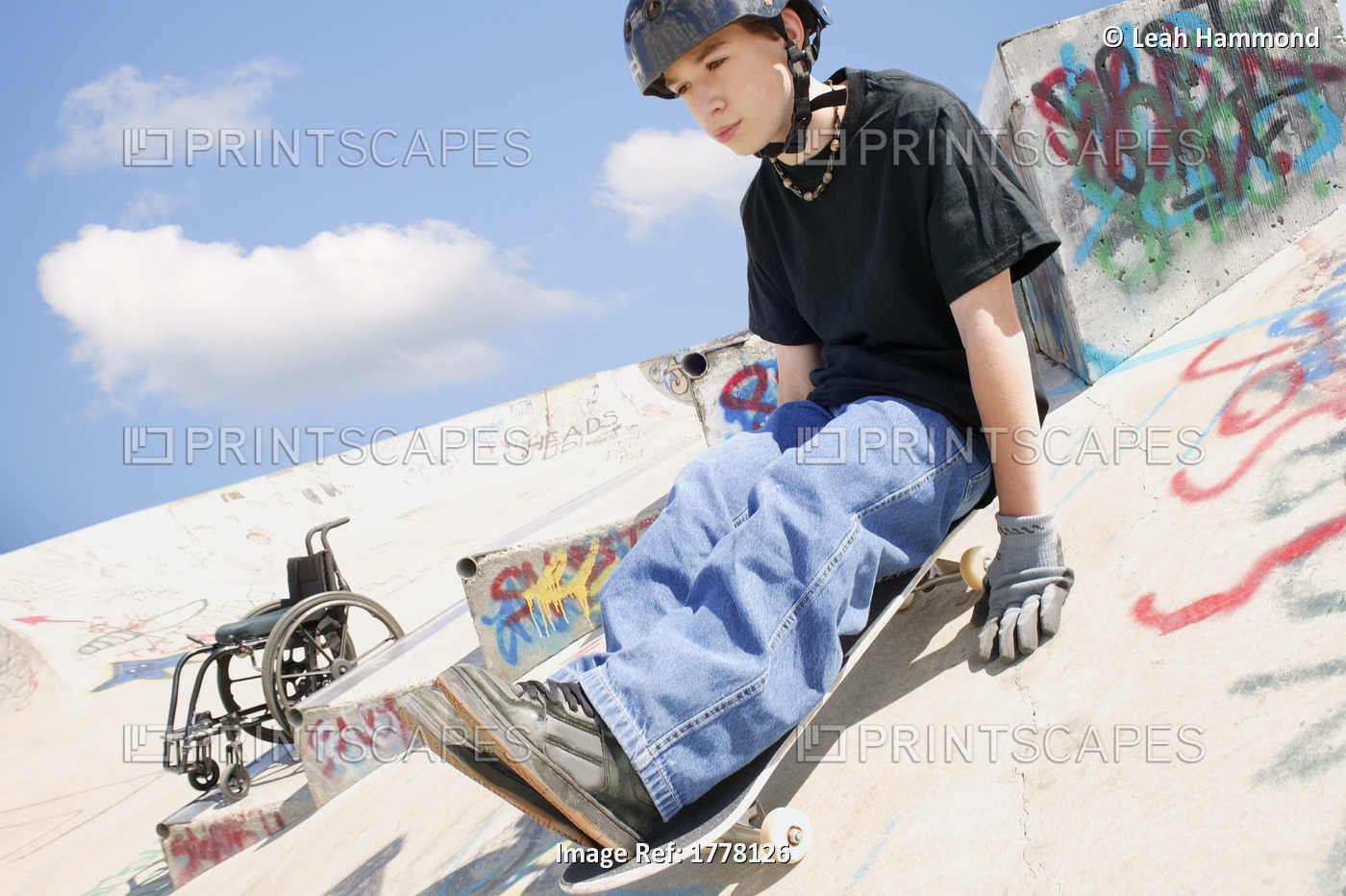 Teen Rides Skateboard