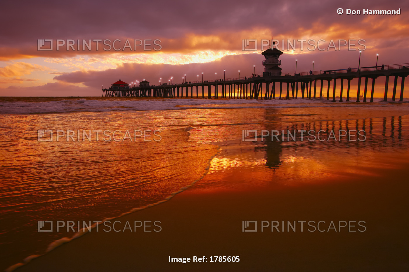 Huntington Beach At Sunset, California, Usa