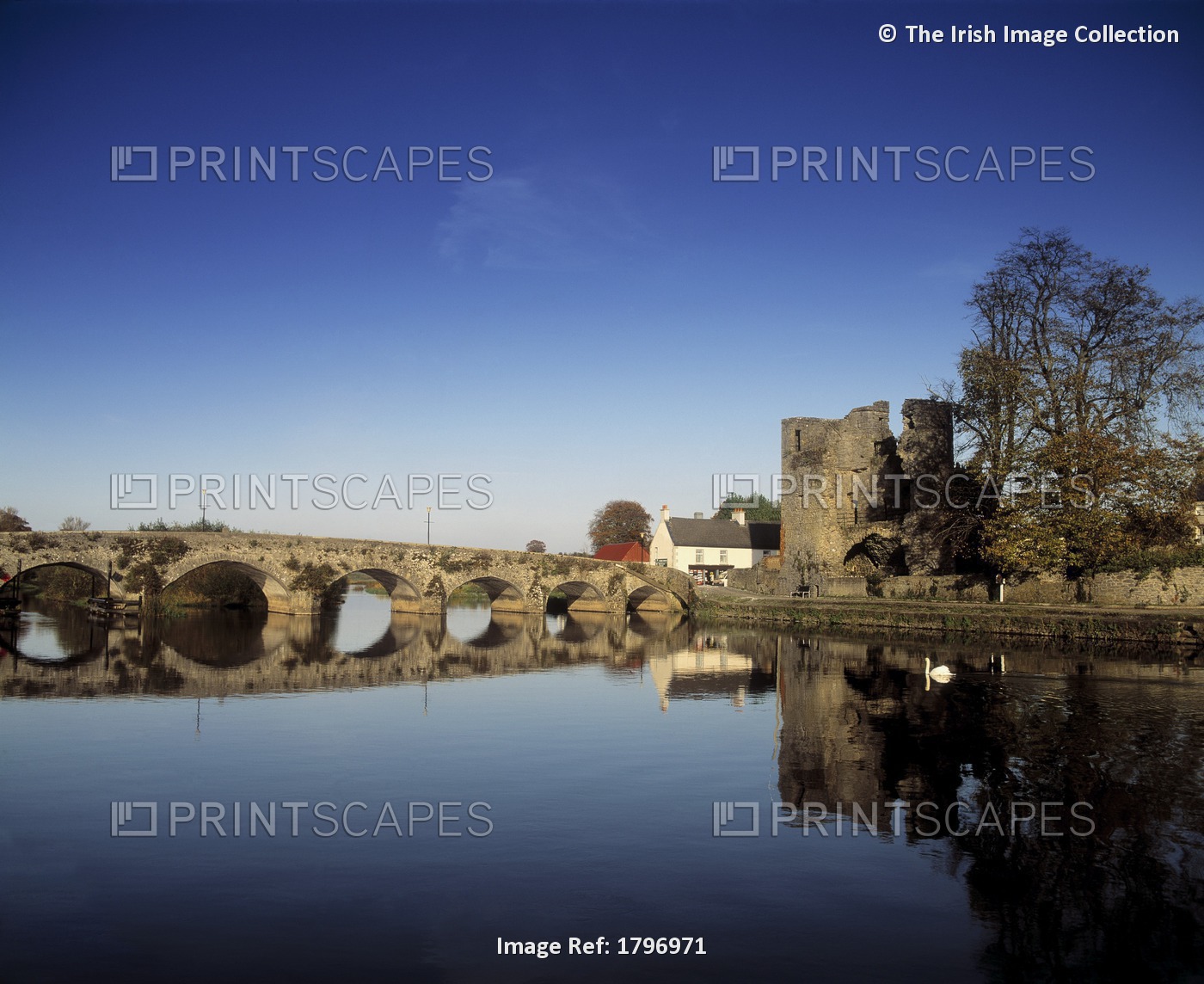 Castle And A Bridge In Leighlinbridge, County Carlow, Republic Of Ireland