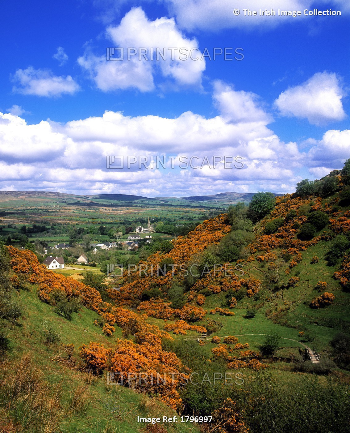 High Angle View Of Buildings In The Gortin Valley, County Tyrone, Ireland
