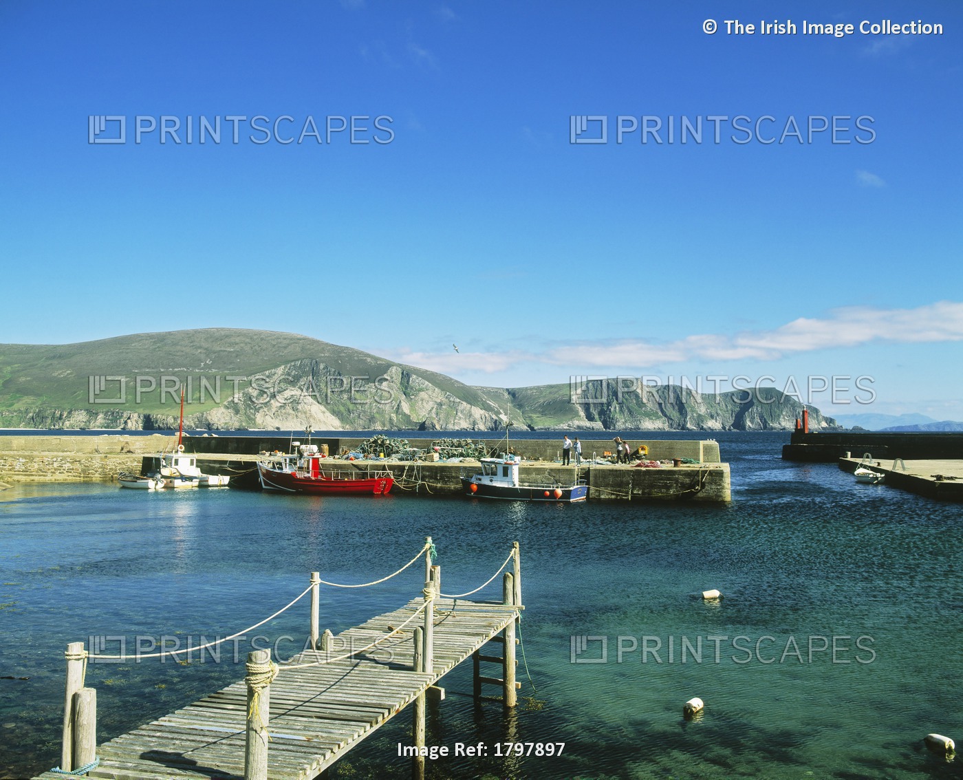 Porteen Harbour, Achill Island, Co Mayo, Ireland; Dock With Boats In The ...
