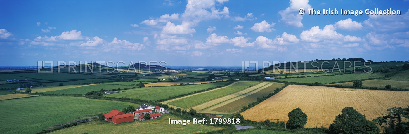 High Angle View Of Fields, Stradbally, County Laois, Republic Of Ireland