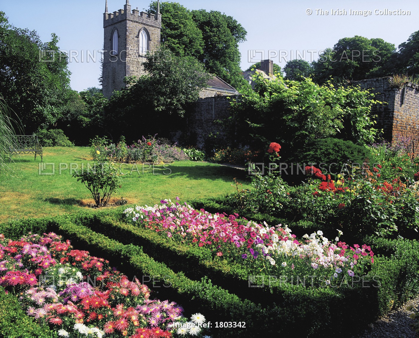 Beaulieu Gardens, Co Louth, Ireland, Family Church And Box Hedges From Walled ...