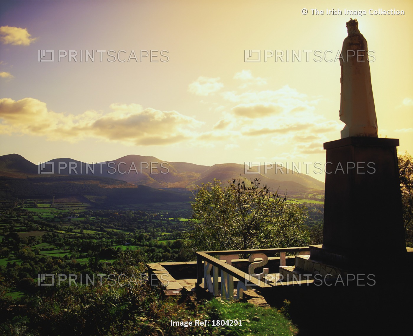 Glen Of Aherlow, Galtee Mountains, Co Tipperary, Ireland; Statue On A Mountain