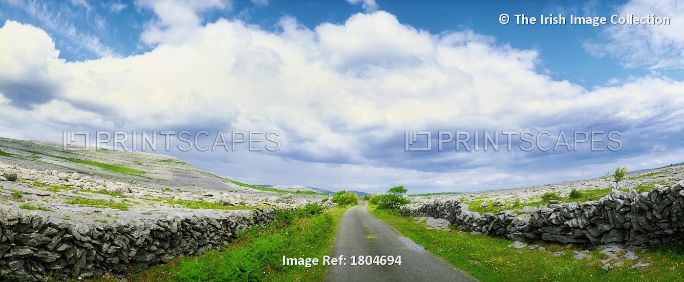 Burren, Co Clare, Ireland; Road Through A Karst-Landscape Region