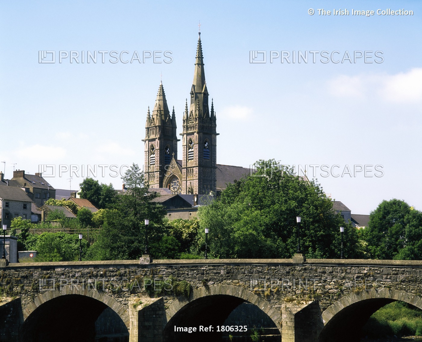 The Uneven Spires Of Omagh's Sacred Heart Church, Co Tyrone, Ireland
