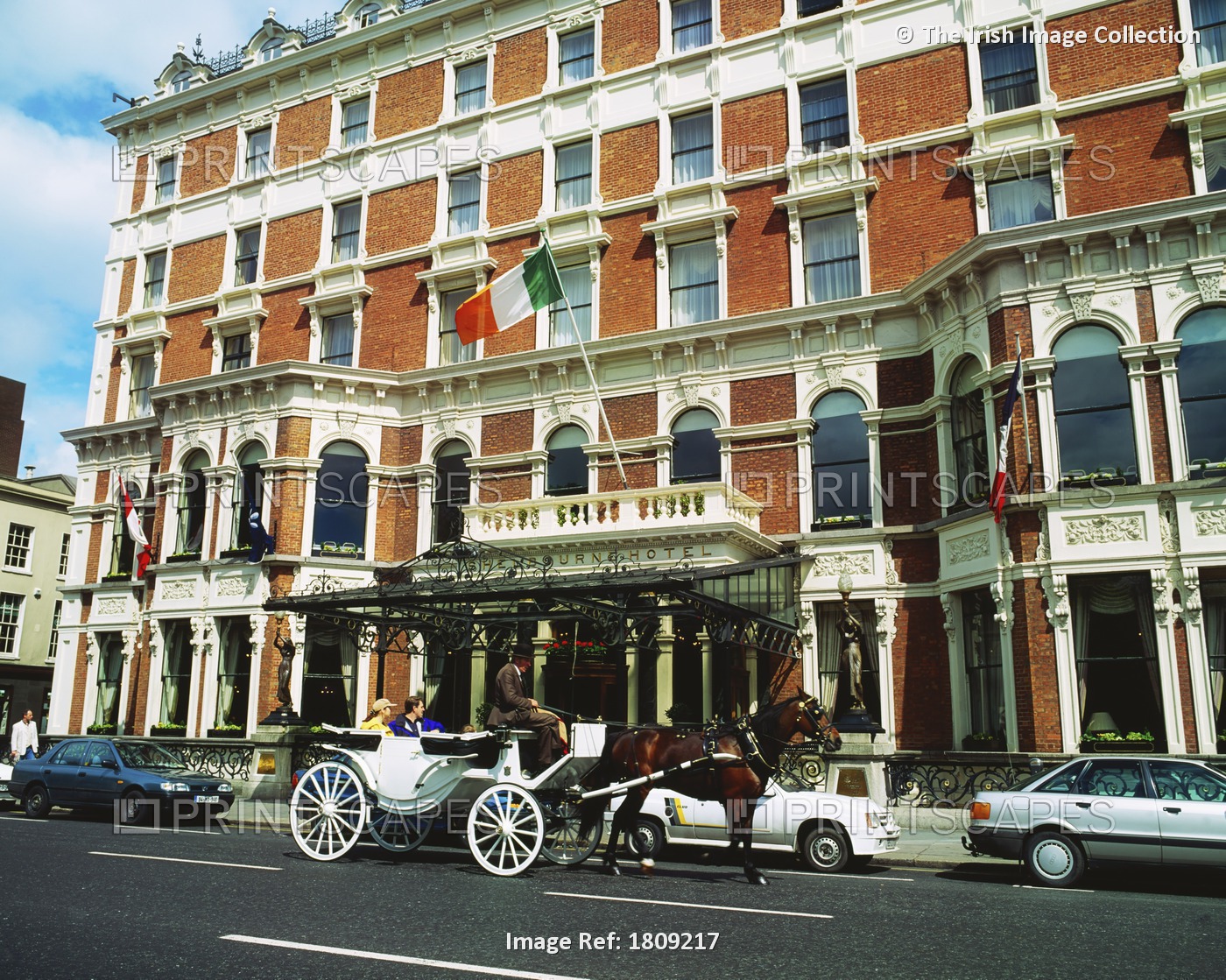 Shelbourne Hotel, Dublin, Co Dublin, Ireland; Horse-Drawn Carriage Outside ...