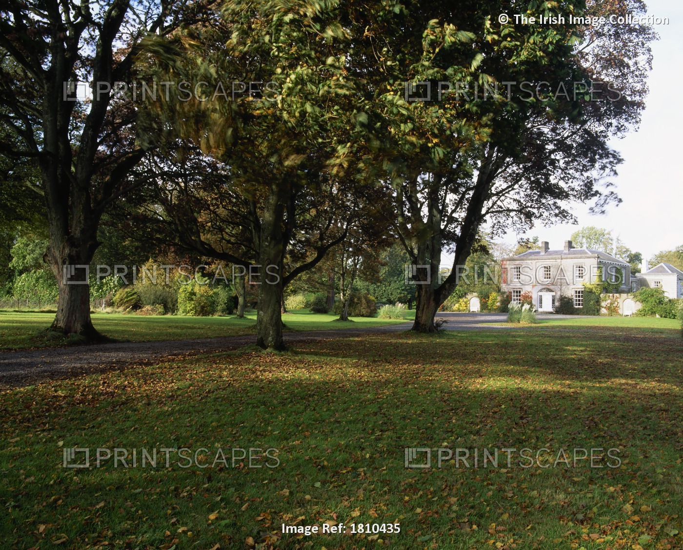 Coolcarrigan Gardens, Co Kildare, Ireland; Garden With House In The Distance