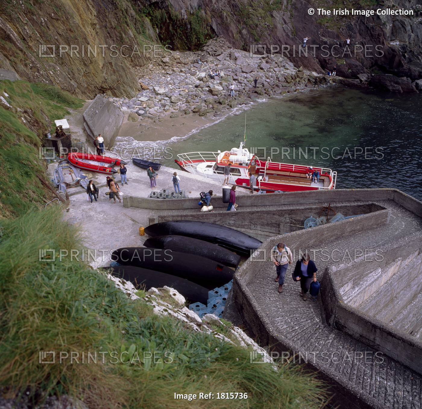 Dunquin, Co Kerry, Ireland; People Leaving A Boat