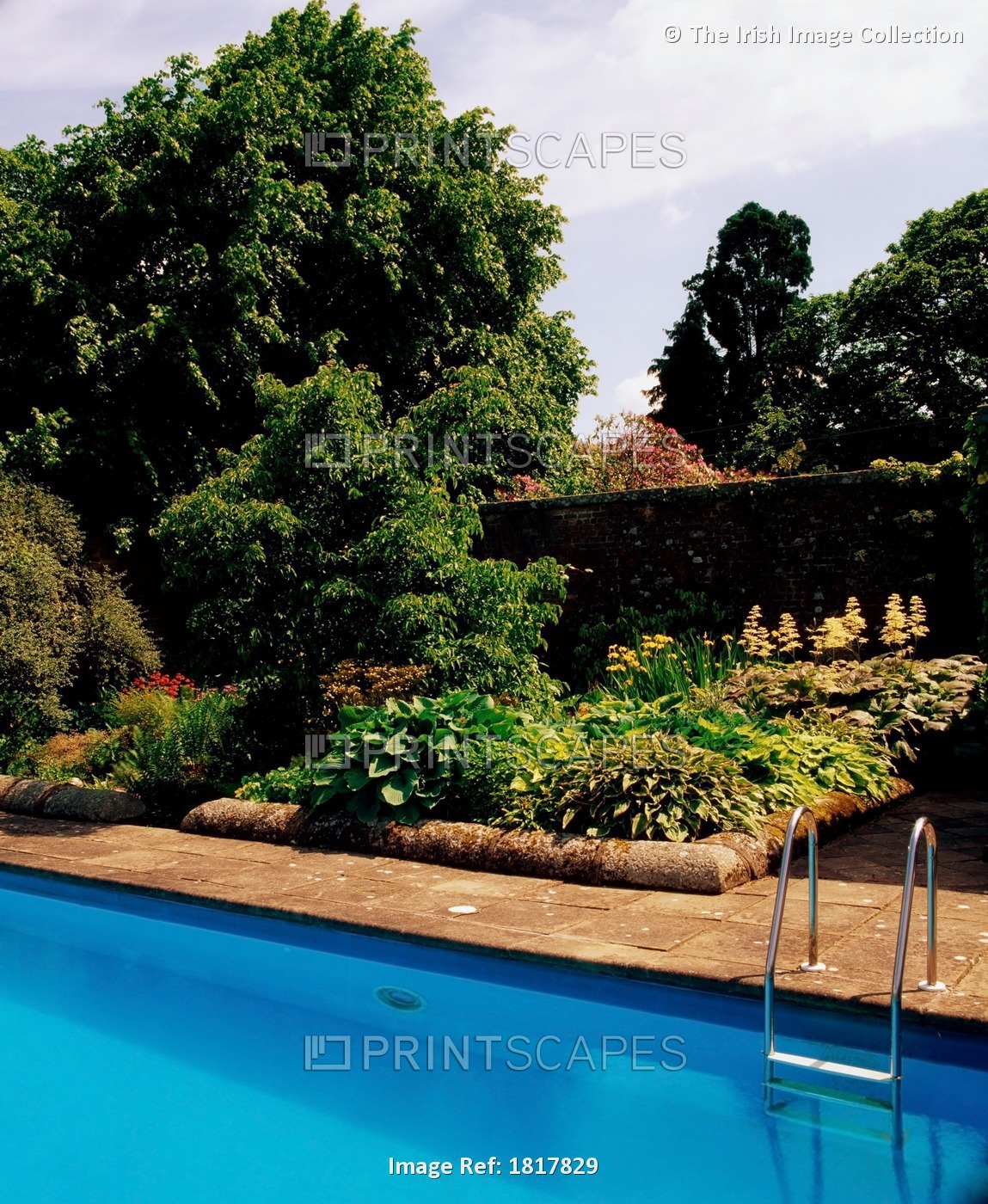 Lisnavagh House & Gardens, Co Carlow, Ireland; Swimming Pool Surrounded By A ...