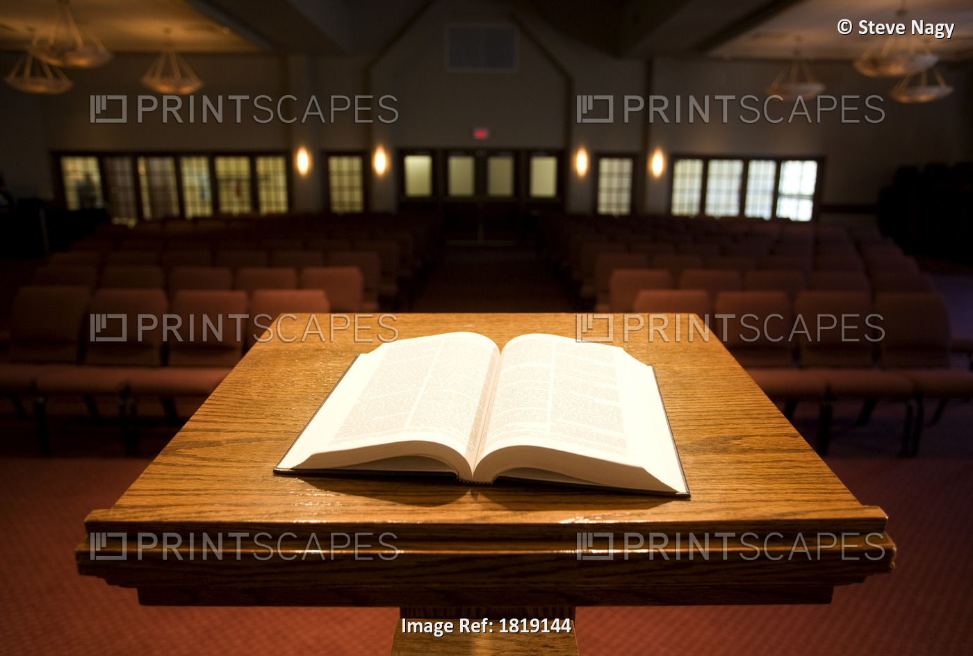 Bible On Podium In Church