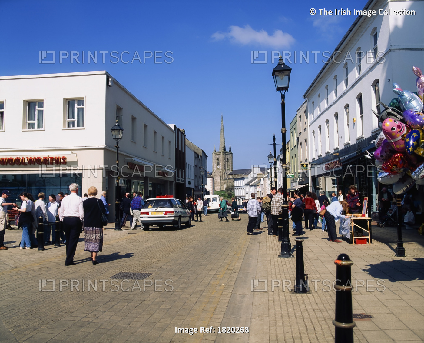 High Street, Enniskillen, Co Fermanagh, Ireland; People Walking Down A Street