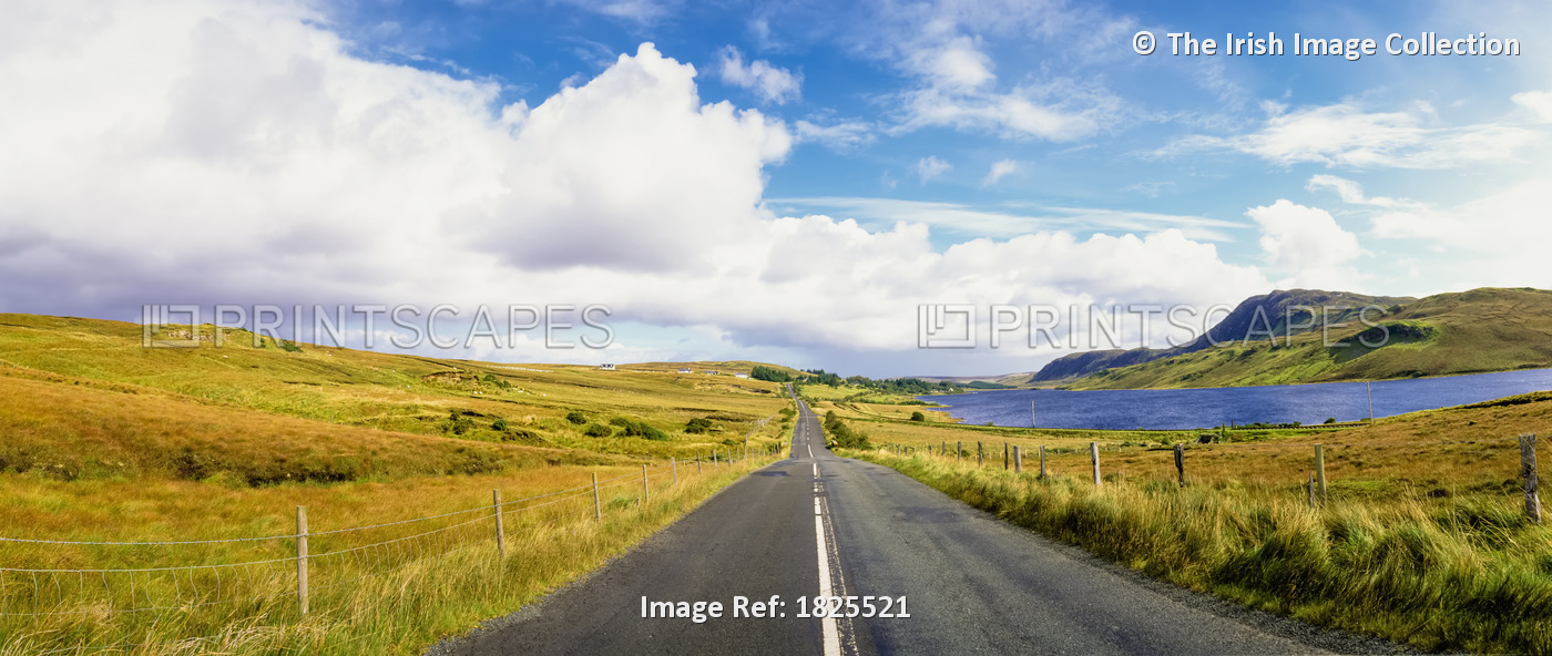 Lough Finn, Glenties, County Donegal, Ireland; Country Road By Lake