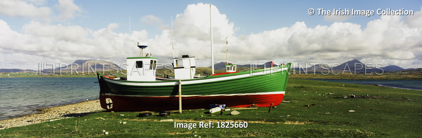 County Donegal, Ireland; Boat Docked On Shore