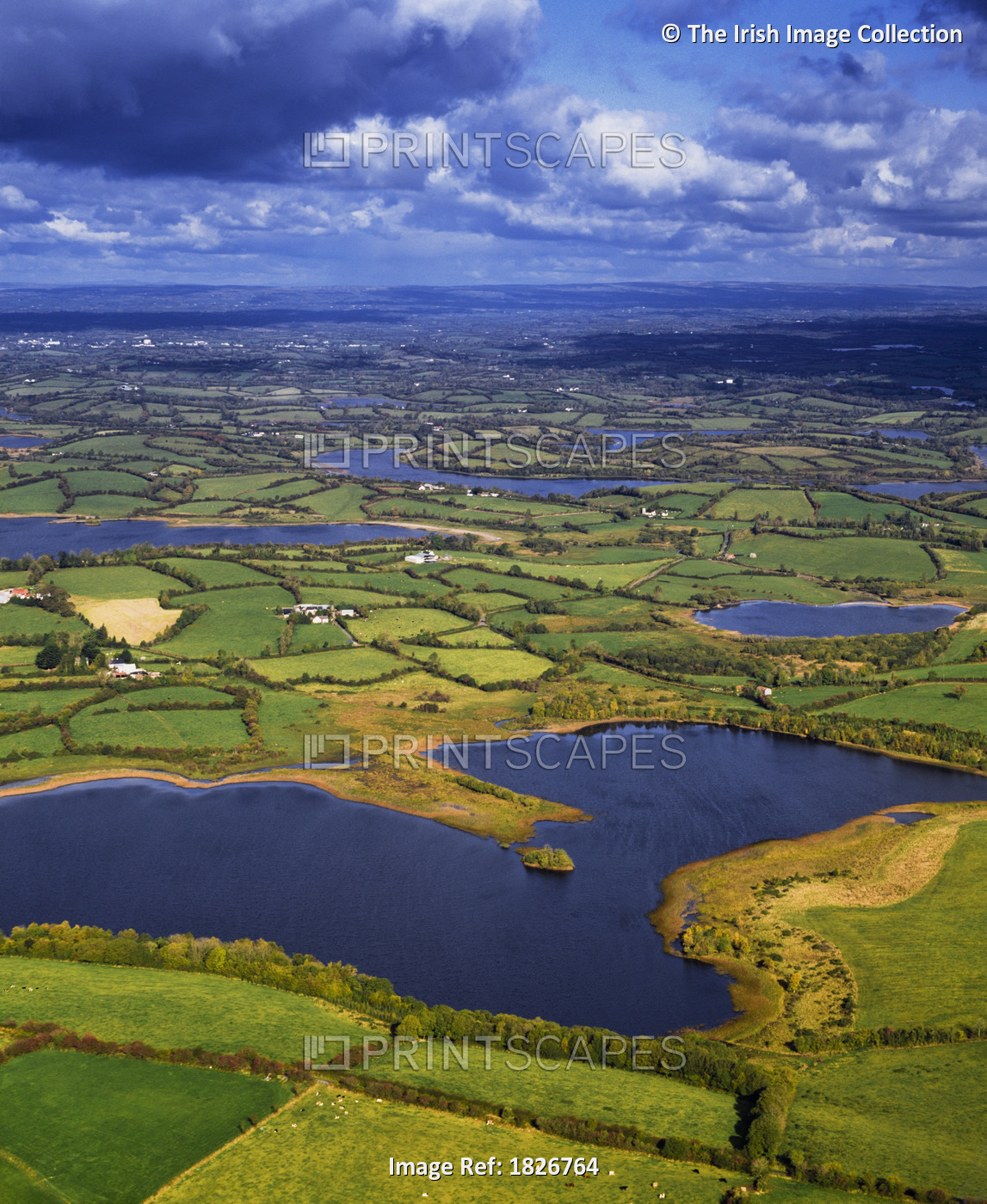 Lough Oughter, County Cavan, Ireland; Aerial Lakes And Landscape