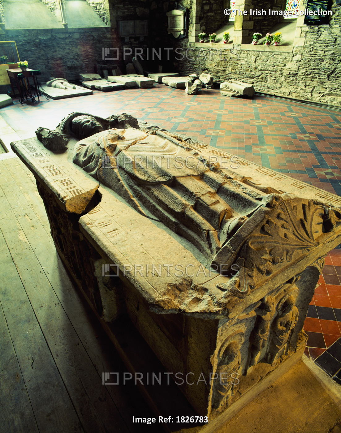 St. Brigid's Cathedral, Kildare, Co Kildare, Ireland; Tombstones In A 13Th ...