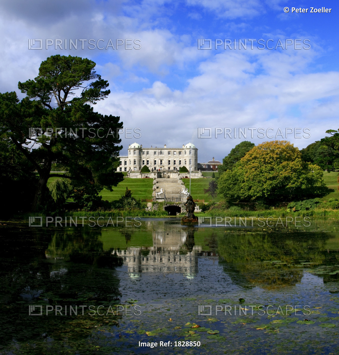 Powerscourt Estate, County Wicklow, Ireland; Pond On Large Estate