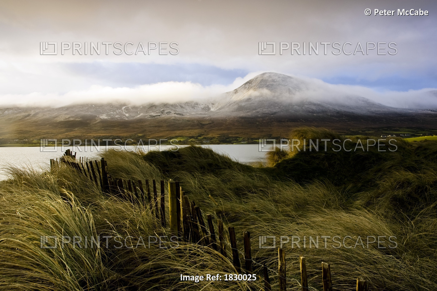 Croagh Patrick, County Mayo, Ireland; Mountain Scenic After Snow Storm