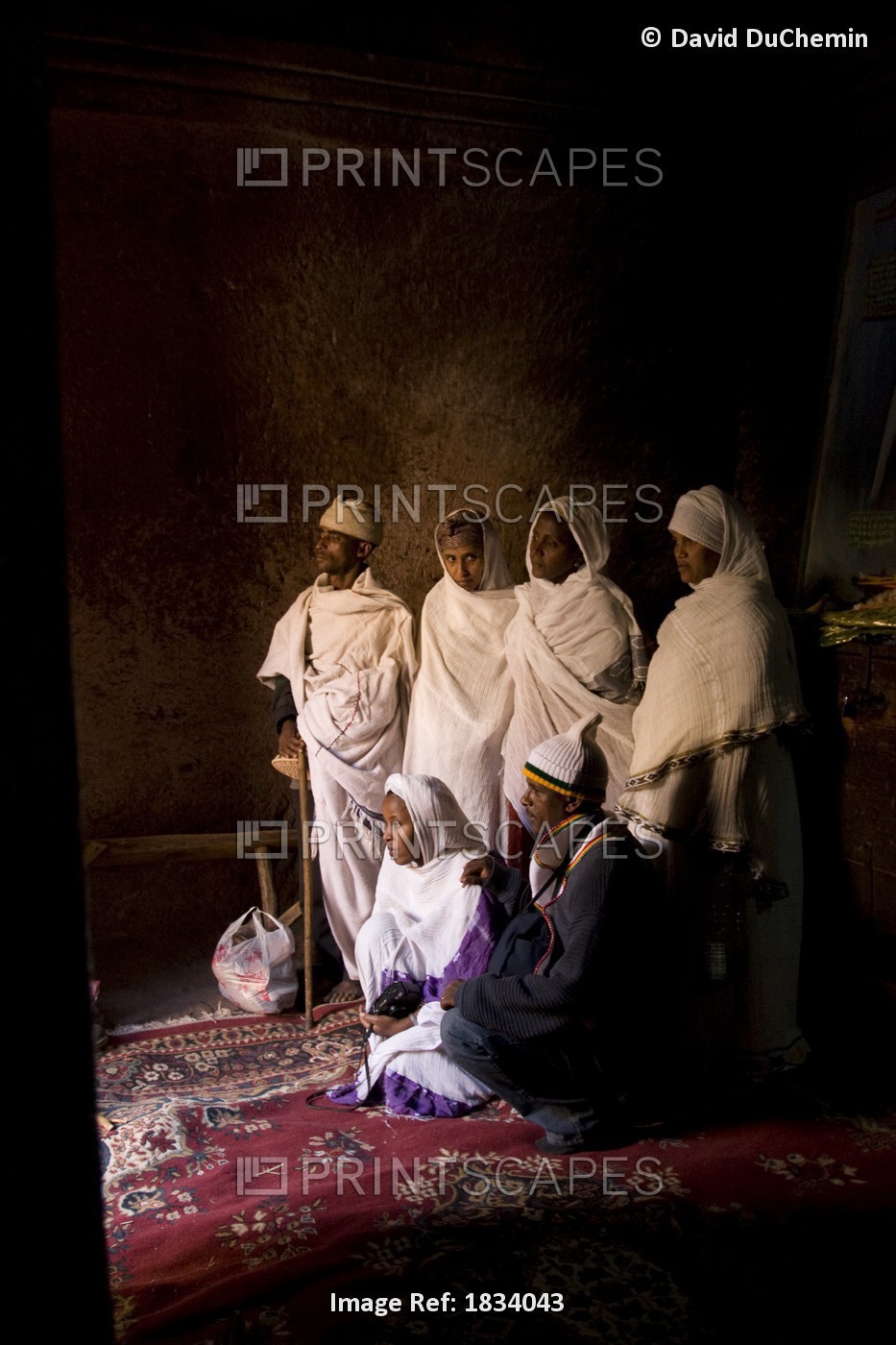Pilgrims Inside Church; Lalibela, Ethiopia