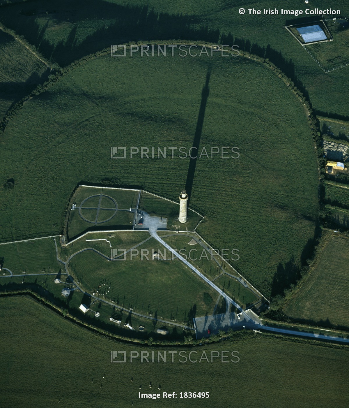 Hill Of Lloyd, Co Meath, Ireland; Aerial View Of Folly In The Shape Of A ...