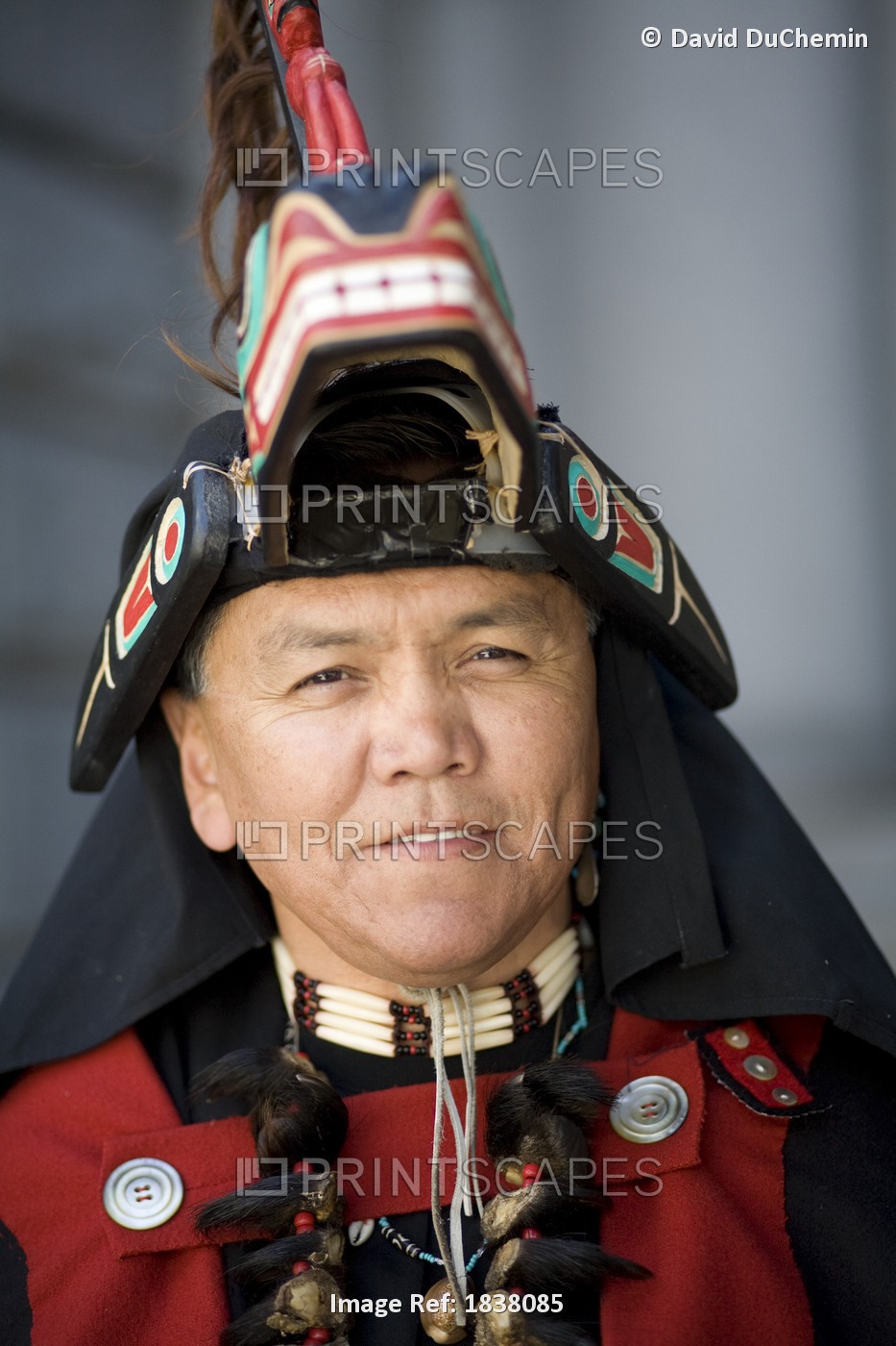 Man Wearing Native American Costume; Vancouver, Canada