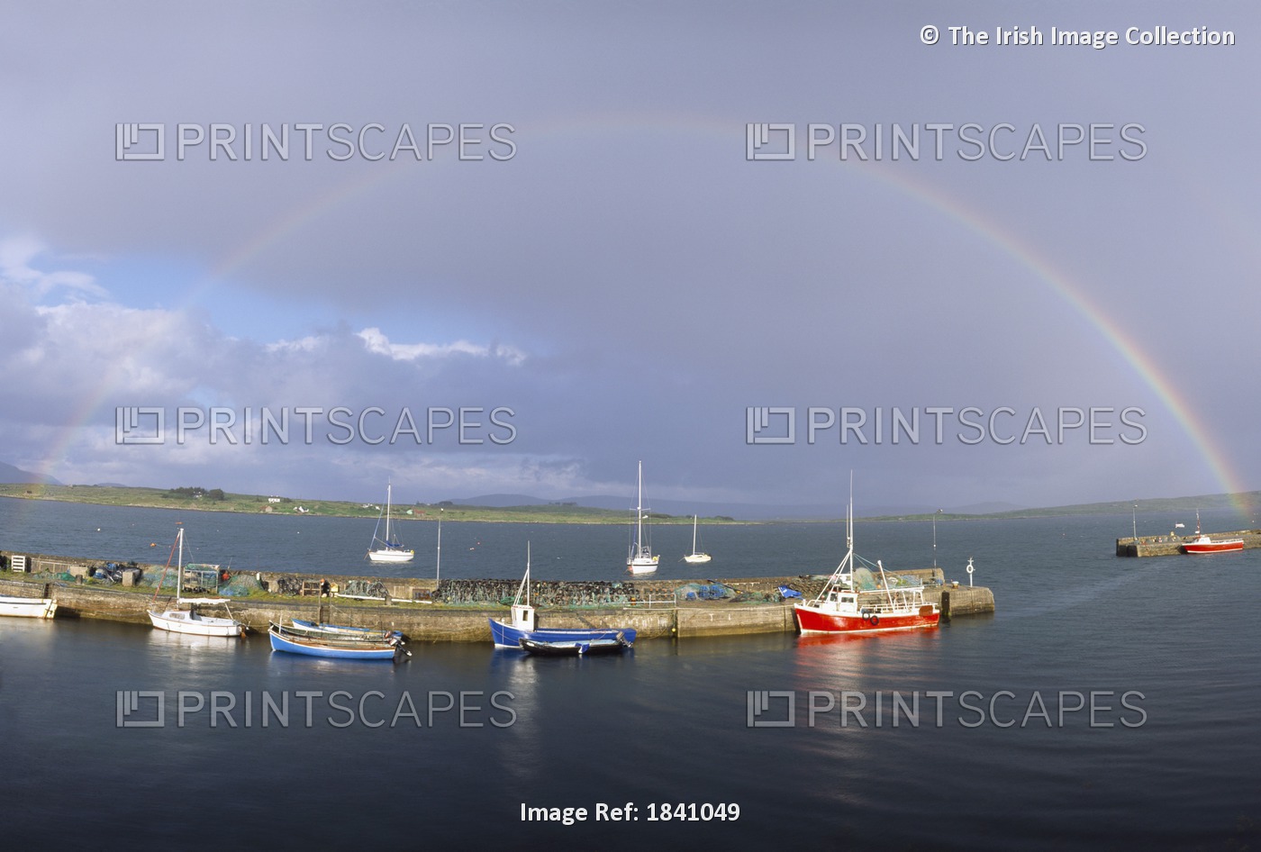 Co Galway, Roundstone Harbour, With Rainbow