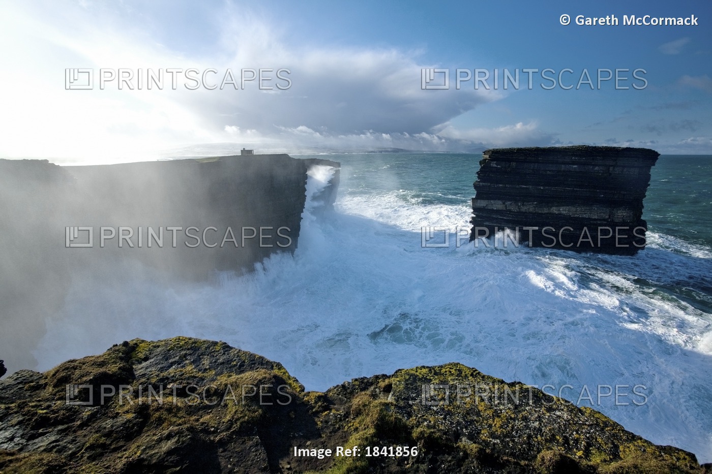 Downpatrick Head, Co Mayo, Ireland; Cliff And Seastacks At The Atlantic Ocean ...