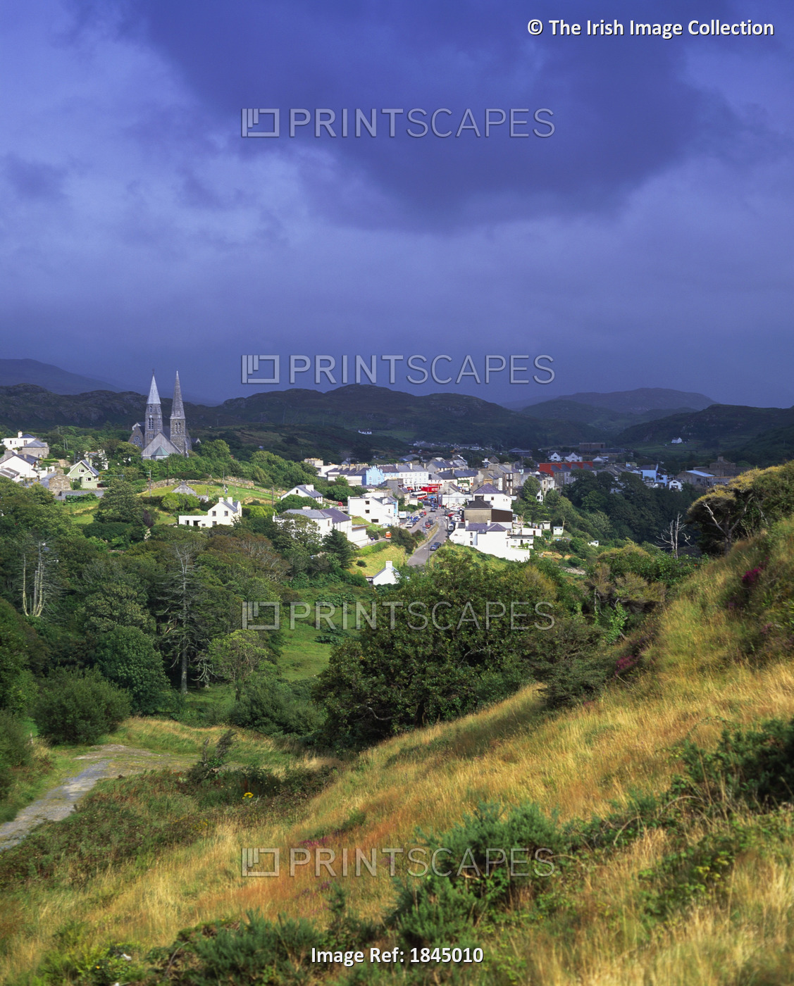 Clifden,Co Galway,Ireland;Landscape With Village In The Background