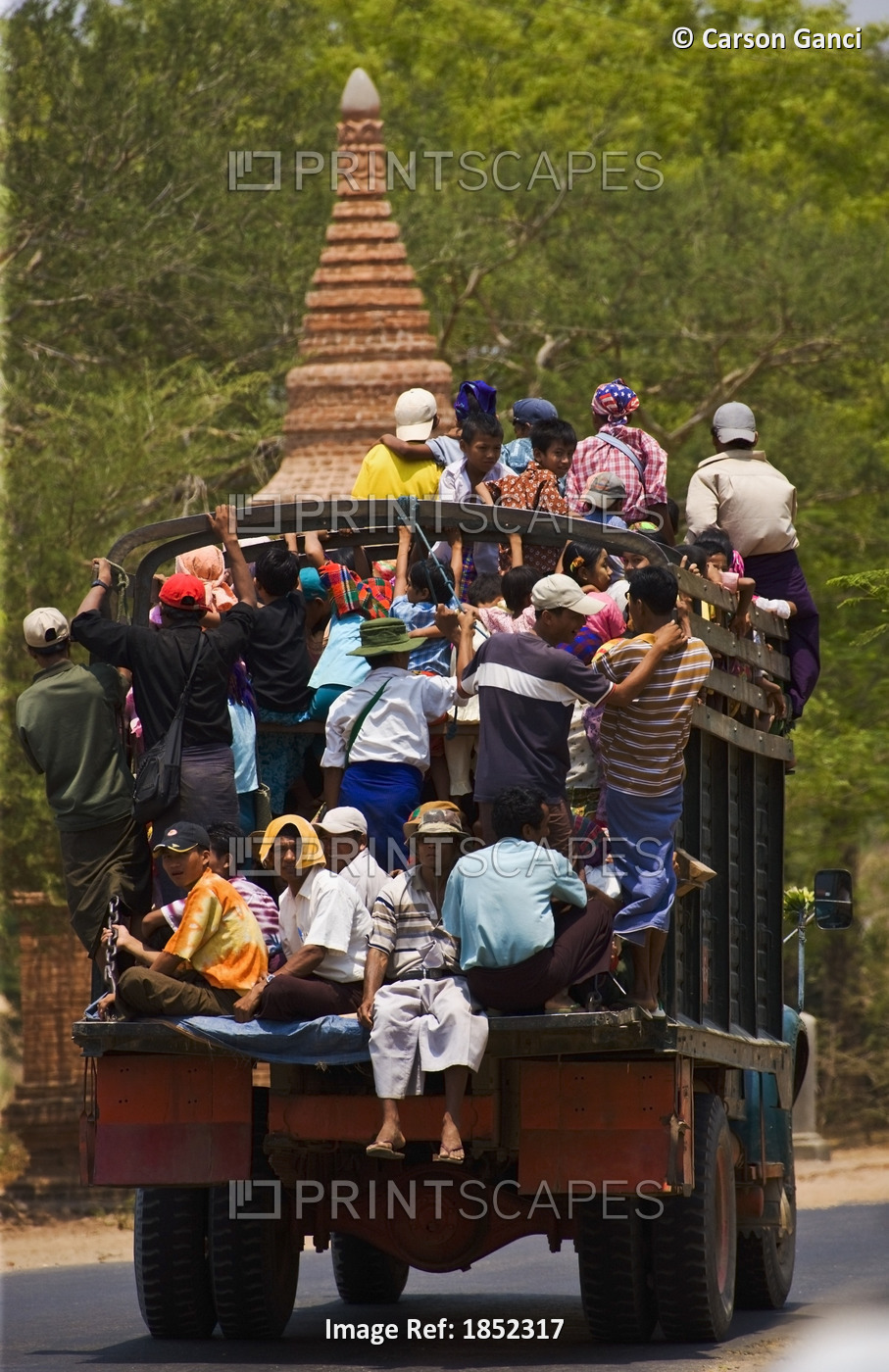 Group Of People On A Truck; Burma,South East Asia