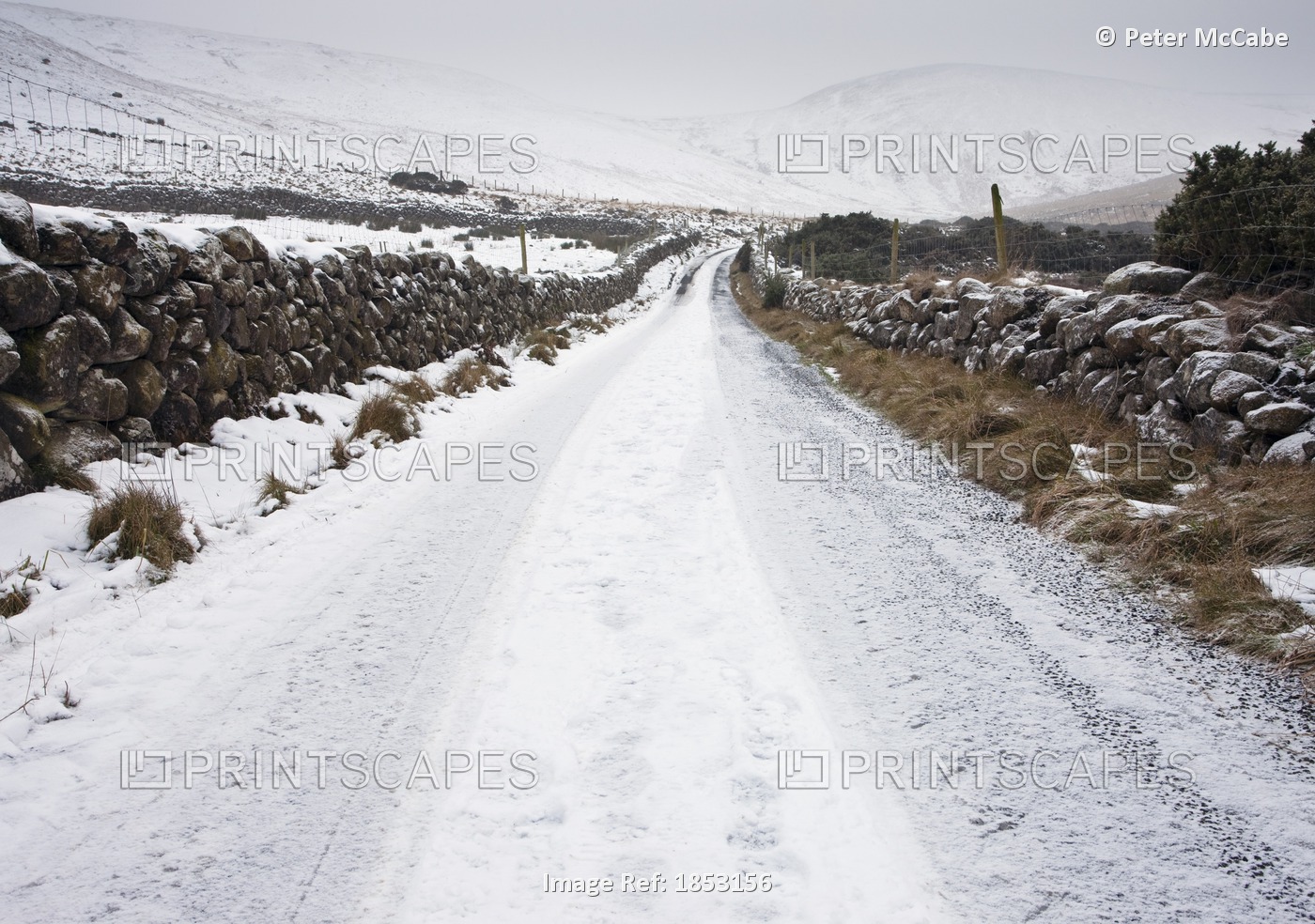 Snow-Covered Road On The Cooley Mountains, County Louth, Ireland