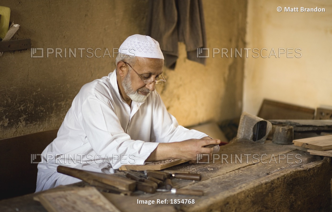 Senior Male Working With Tools; Srinagar, Kashmir, India