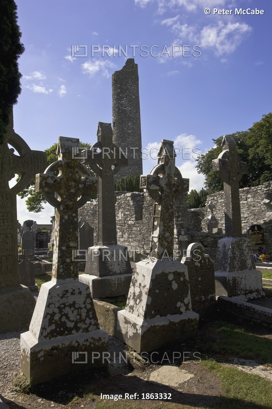 Round Tower And Cemetery At Monasterboice, County Louth, Ireland