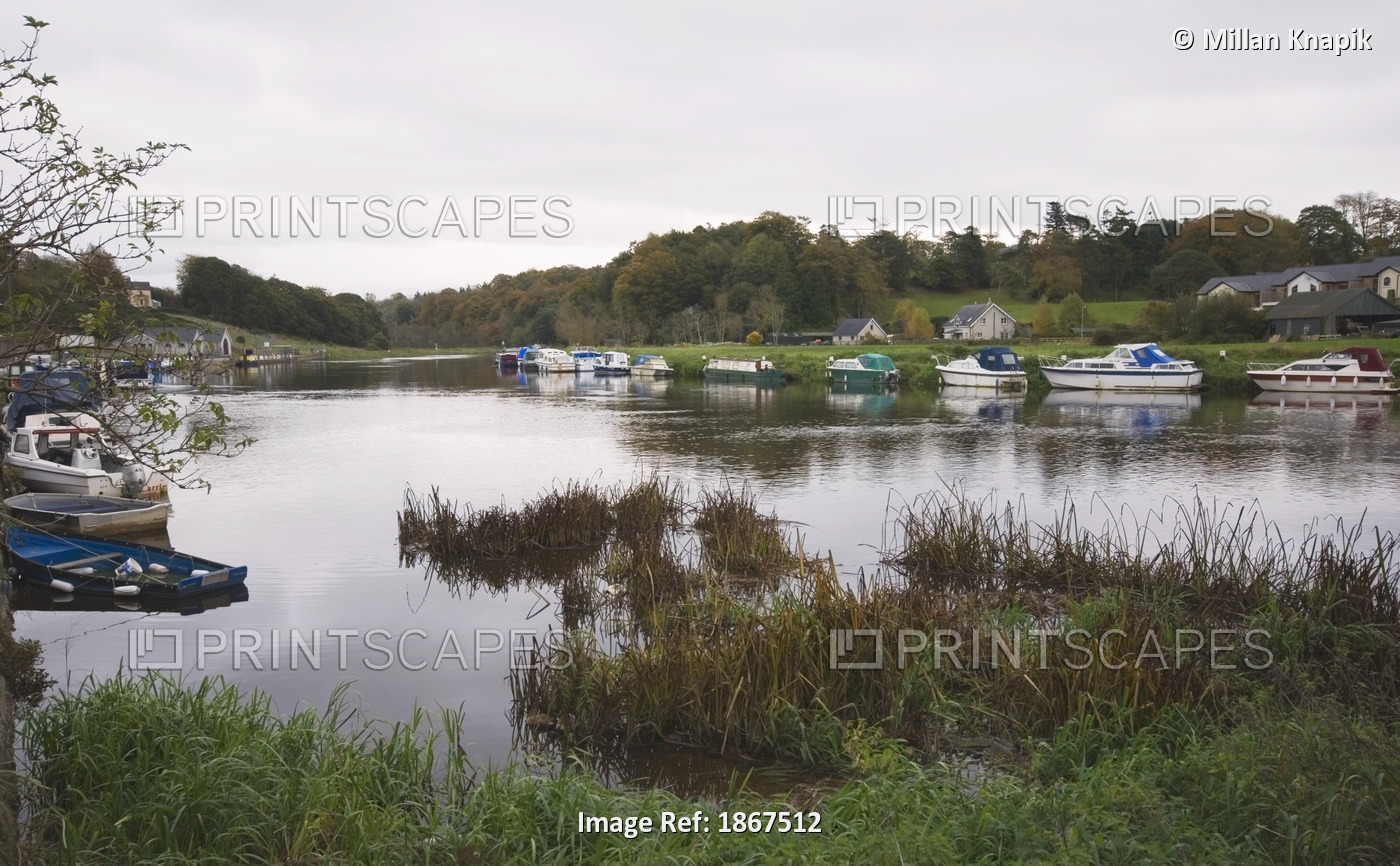 River Barrow With Boats In The Harbour; Graignemanagh, County Kilkenny, Ireland