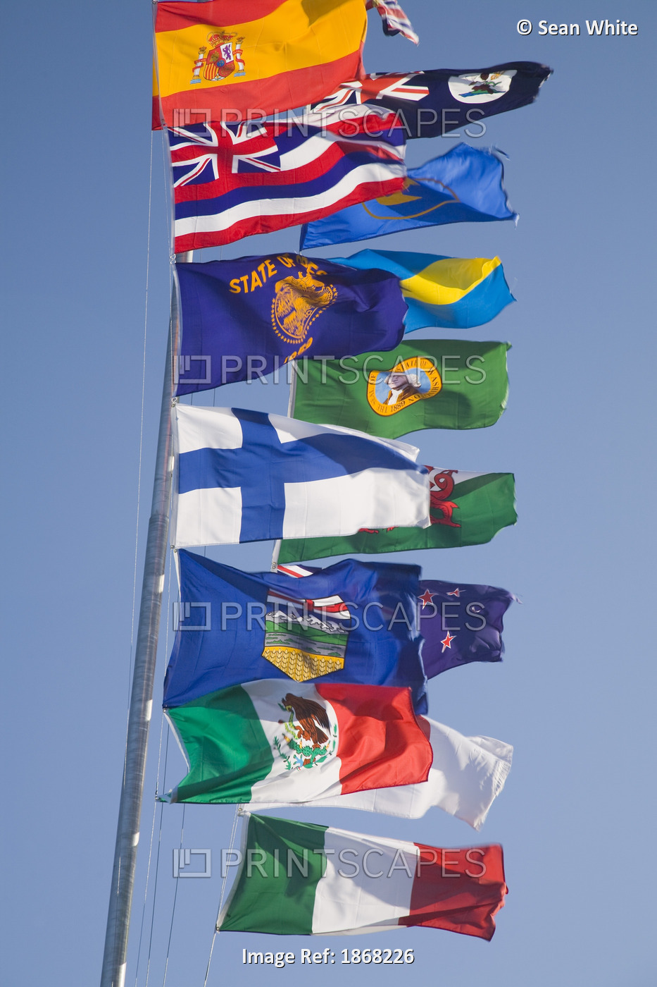 International Flags On A Flagpole