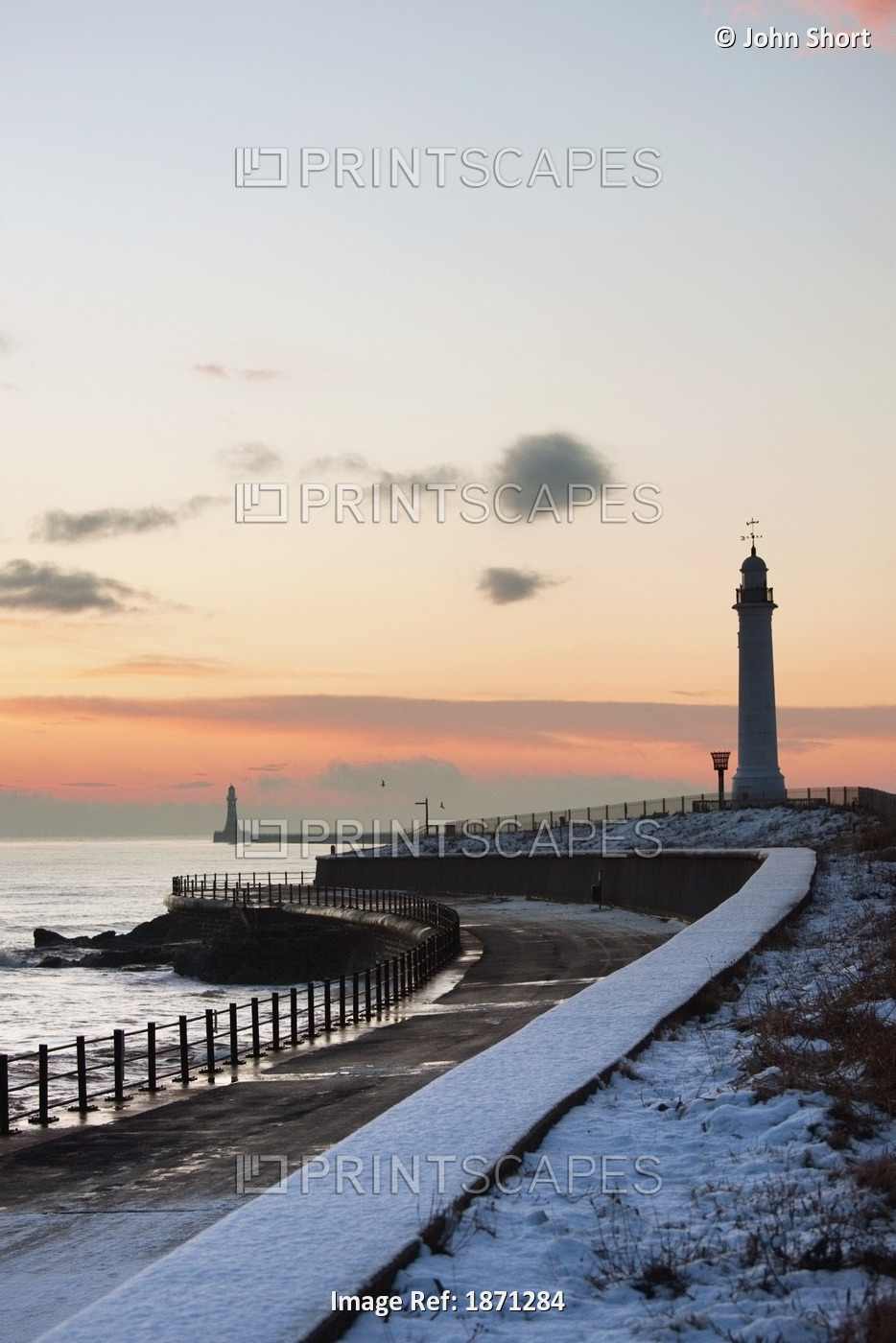 Sunderland, Tyne And Wear, England; A Path And Lighthouse Along The Coast