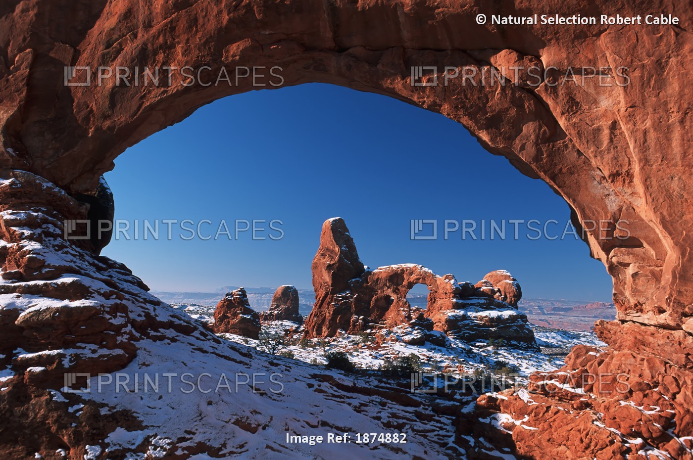 Winter Snow Covers Turret Arch Looking Through The North Window Formation At ...