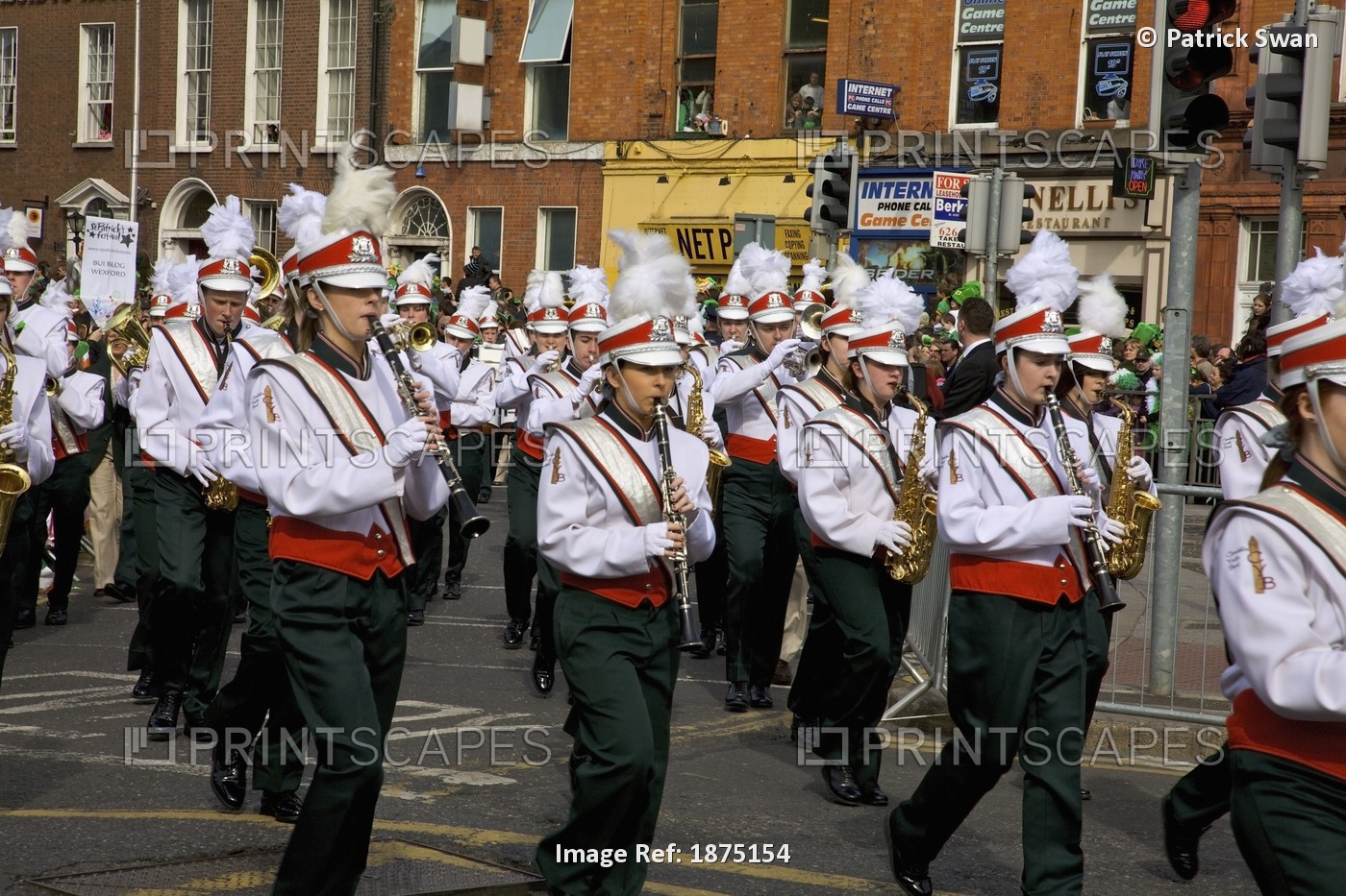 Dublin, Ireland; Clondalkin Youth Band Playing In A Parade On O'connell Street